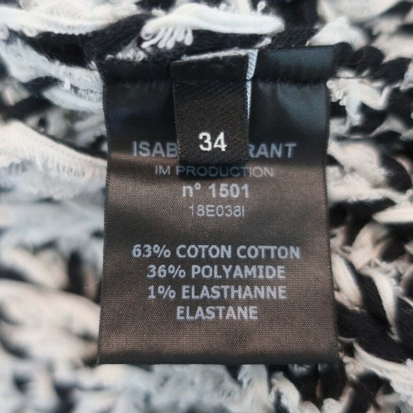Isabel Marant Pullover Sweater Wenji White/Black Cotton-Blend Loose Knit Size 34 - Picture 7 of 8